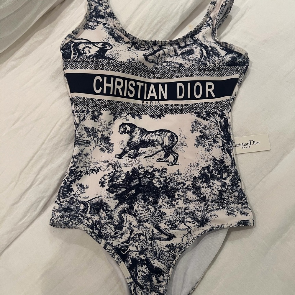 Dior Blue and White Toile de Jouy Swimwear